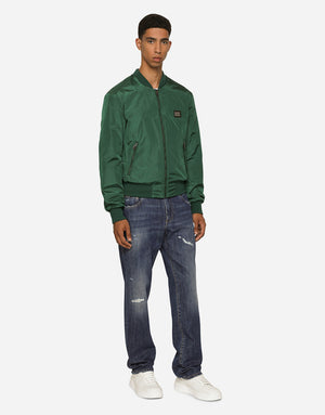 NYLON JACKET WITH LOGO PLATE