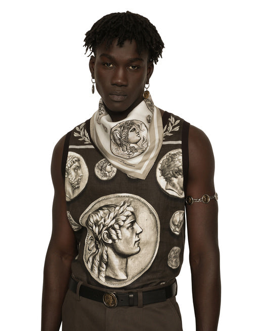 COIN PRINT SILK BANDANNA (50X50)