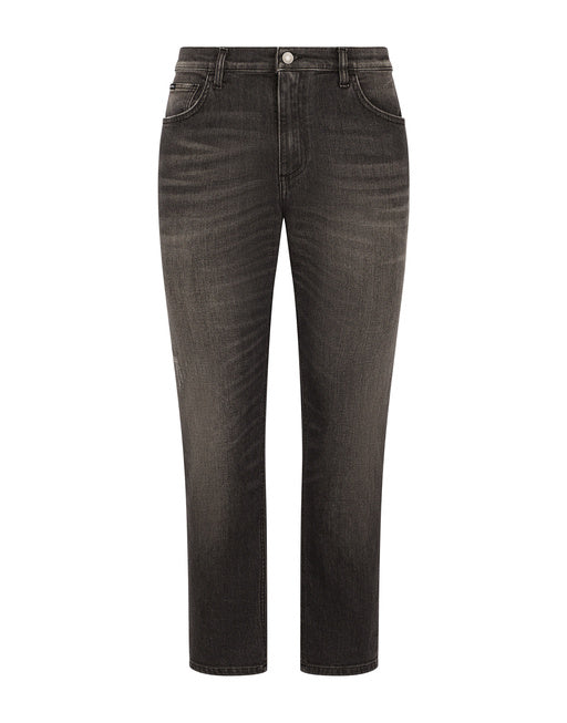 WASHED STRETCH DENIM LOOSE JEANS