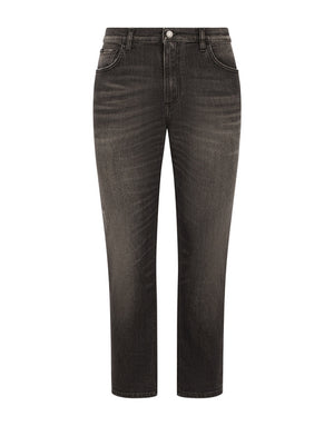 WASHED STRETCH DENIM LOOSE JEANS