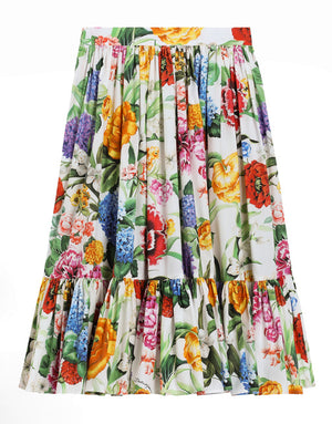 FLORAL-PRINT POPLIN SKIRT