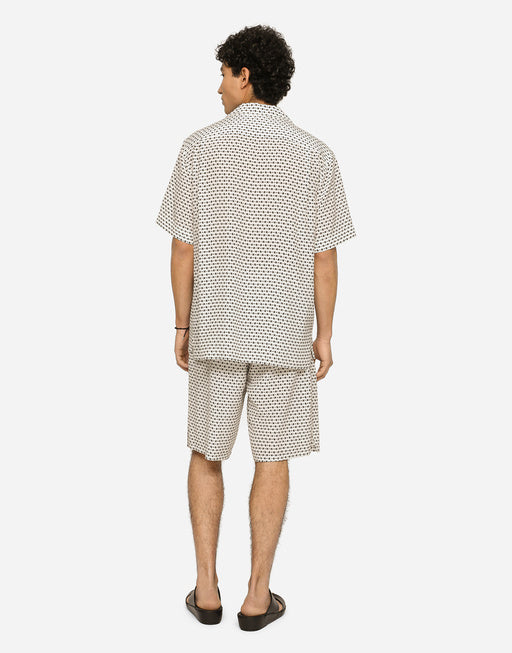 CREPE DE CHINE HAWAIIAN SHIRT WITH DG LOGO PRINT