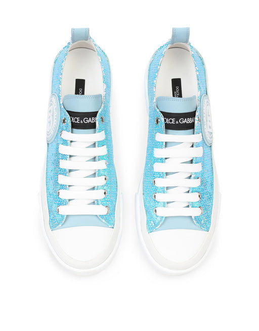RUBBERIZED CALFSKIN PORTOFINO LIGHT SNEAKERS WITH MICRO-SEQUINS