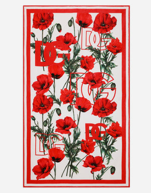 POPPY-PRINT TERRYCLOTH BEACH TOWEL