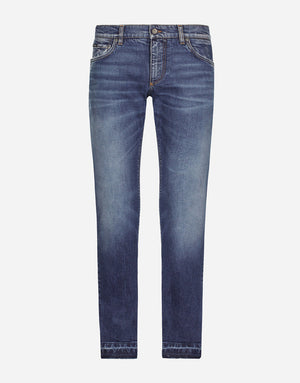 WASHED SLIM FIT STRETCH DENIM JEANS