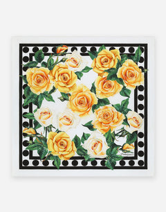 TWILL SCARF WITH YELLOW ROSE PRINT (50 X 50)