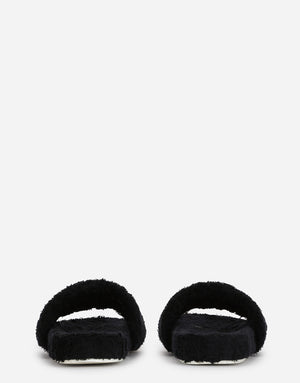 TERRYCLOTH SLIDERS WITH LOGO TAG