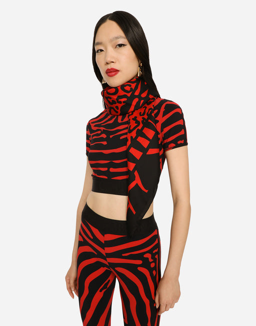 LEOPARD-PRINT TWILL SCARF (90 X 90)