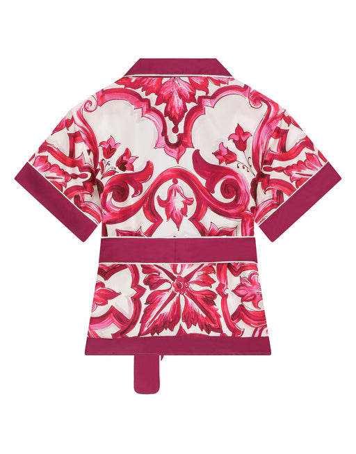 TWILL SHIRT WITH YELLOW MAJOLICA PRINT
