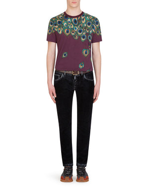 COTTON T-SHIRT WITH FEATHER PRINT