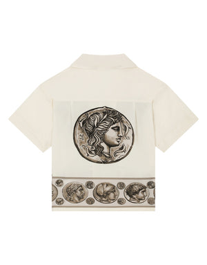 SHORT-SLEEVED POPLIN SHIRT WITH COIN PRINT