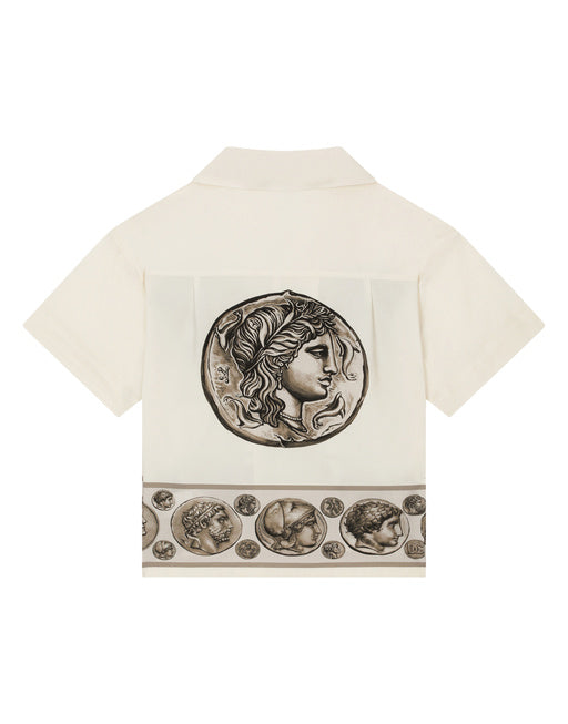 SHORT-SLEEVED POPLIN SHIRT WITH COIN PRINT