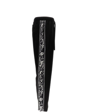 SILK HABOTAI PANTS WITH PRINTED SIDE BANDS