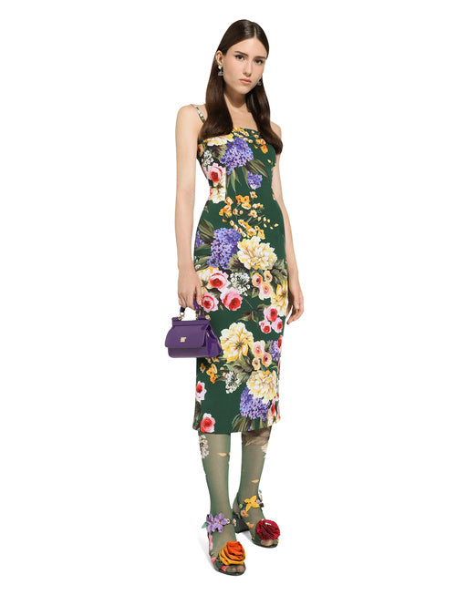 CHARMEUSE STRAPLESS DRESS WITH GARDEN PRINT