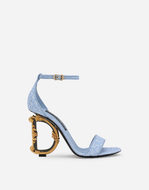 BOUCLÉ FABRIC SANDALS WITH BAROQUE DG DETAIL
