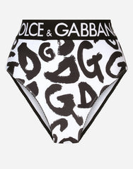 HIGH-WAISTED BRIEFS WITH GRAFFITI LOGO PRINT