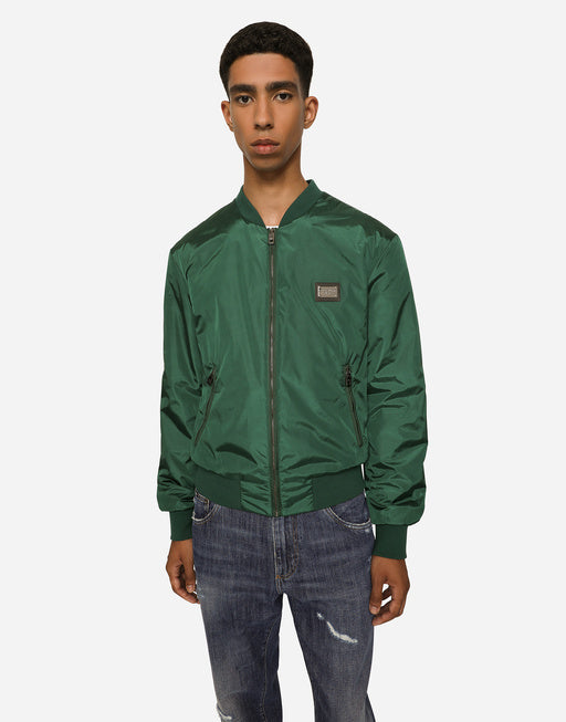 NYLON JACKET WITH LOGO PLATE