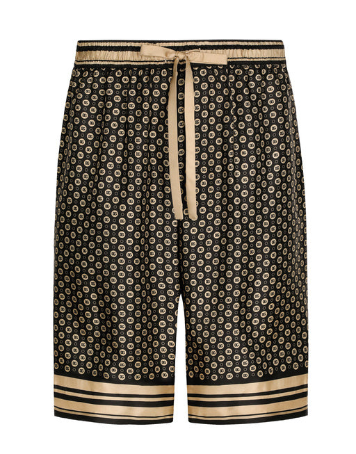 SILK TWILL JOGGING SHORTS WITH DG LOGO PRINT