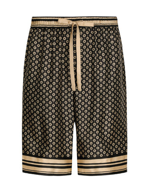 SILK TWILL JOGGING SHORTS WITH DG LOGO PRINT