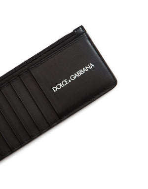 VERTICAL CALFSKIN CARD HOLDER WITH PRINTED LOGO