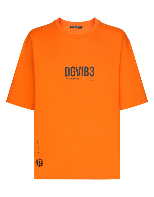 COTTON JERSEY T-SHIRT WITH DGVIB3 PRINT AND LOGO