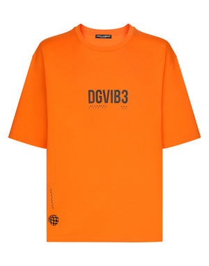 COTTON JERSEY T-SHIRT WITH DGVIB3 PRINT AND LOGO