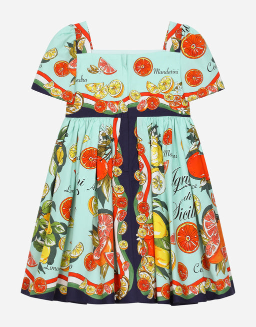 CITRUS-PRINT POPLIN MIDI DRESS