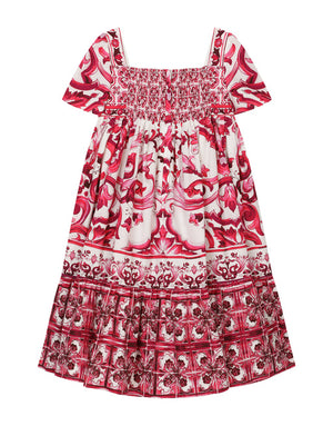 POPLIN DRESS WITH YELLOW MAJOLICA PRINT