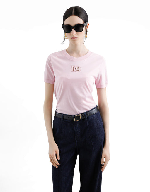 JERSEY T-SHIRT WITH RAISED DG LOGO EMBROIDERY