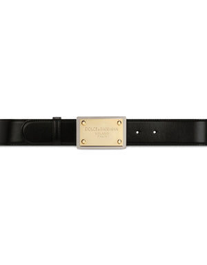 CALFSKIN BELT WITH BRANDED TAG