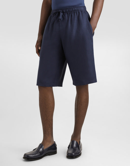 LINEN SHORTS WITH DG LOGO EMBROIDERY