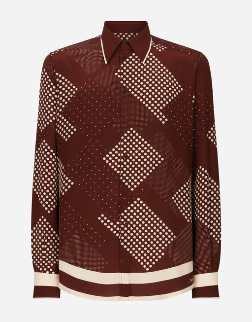 PRINTED CREPE DE CHINE SILK MARTINI-FIT SHIRT