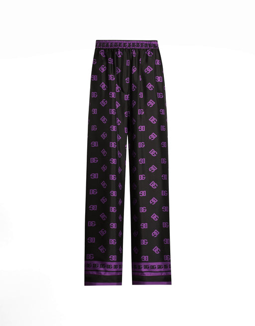 DG LOGO ALL-OVER PRINT SILK VANITY PANTS