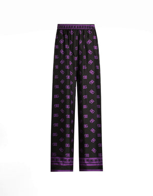 DG LOGO ALL-OVER PRINT SILK VANITY PANTS