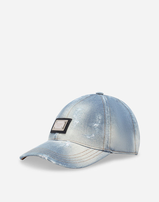 DENIM BASEBALL CAP WITH LOGO TAG