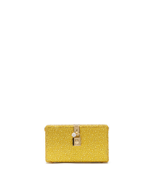 DOLCE BOX CLUTCH WITH HEAT-APPLIED RHINESTONES
