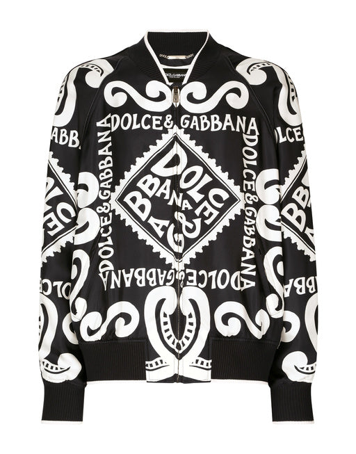 MARINA-PRINT SILK BOMBER JACKET