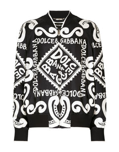 MARINA-PRINT SILK BOMBER JACKET