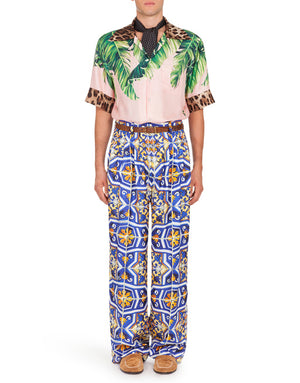 HAWAII SHIRT WITH BANANA TREE AND LEOPARD PRINT