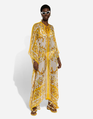 MAJOLICA-PRINT CHIFFON CAFTAN