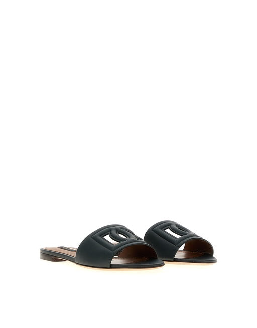 CALFSKIN SLIDES WITH DG MILLENNIALS LOGO