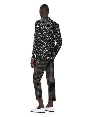 COTTON TAORMINA-FIT SUIT WITH POLKA-DOT PRINT