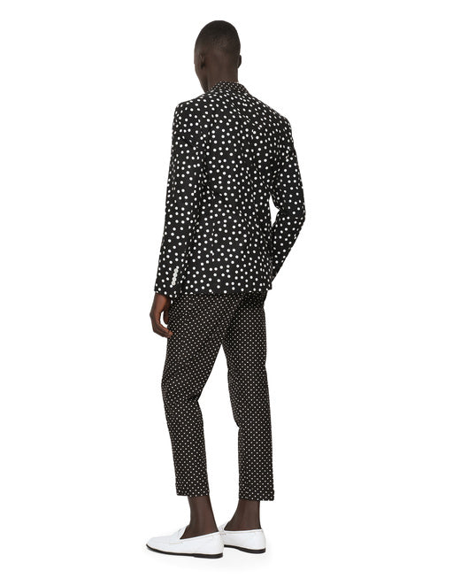 COTTON TAORMINA-FIT SUIT WITH POLKA-DOT PRINT