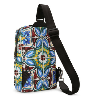 SICILIA DNA BACKPACK IN NYLON WITH MAIOLICA PRINT