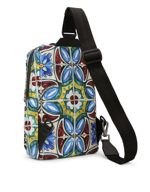 SICILIA DNA BACKPACK IN NYLON WITH MAIOLICA PRINT