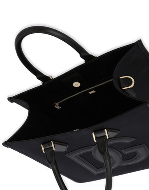 CANVAS SHOPPER WITH CALFSKIN NAPPA DETAILS