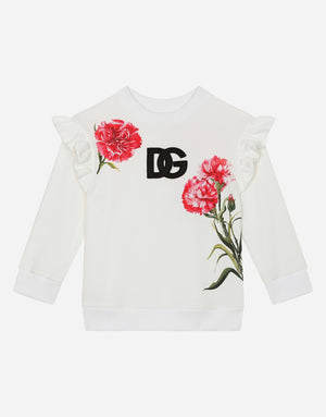 ROUND-NECK JERSEY SWEATSHIRT WITH CARNATION PRINT
