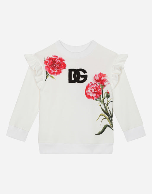 ROUND-NECK JERSEY SWEATSHIRT WITH CARNATION PRINT