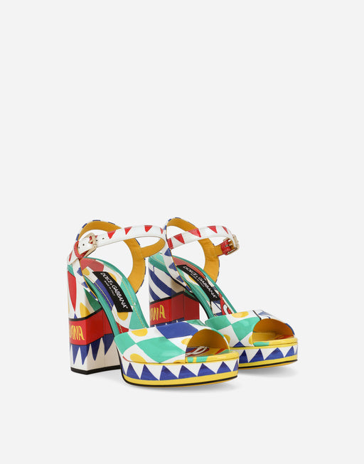 POLISHED CALFSKIN PLATFORM SANDALS