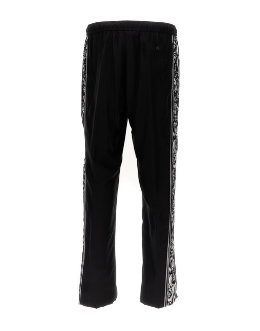 SILK HABOTAI PANTS WITH PRINTED SIDE BANDS